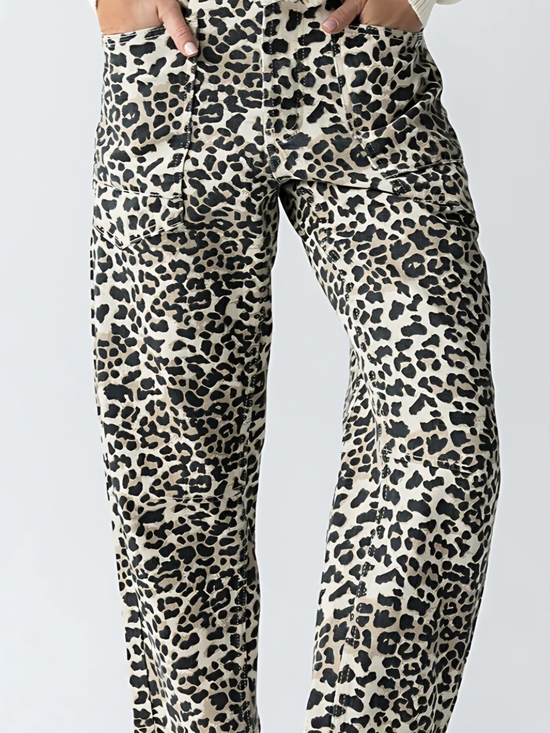 bohme Denim - bohme Leopard-Print Straight Leg Jeans in Black and Cream